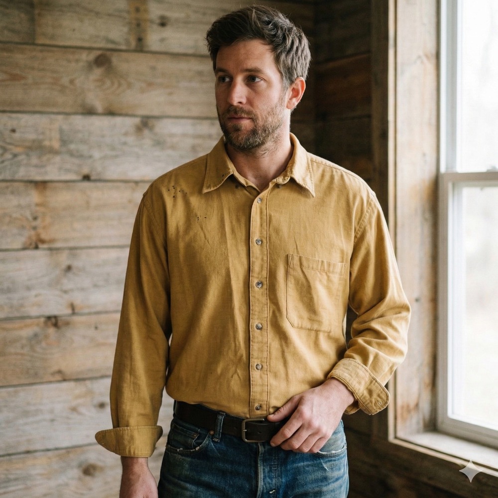 Pendleton‎ Vancouver Shirt Mens XL Mustard Yellow Corduroy 100% Cotton Button Up